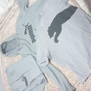 Grey Puma hoodie shirt and pants bundle! All size medium